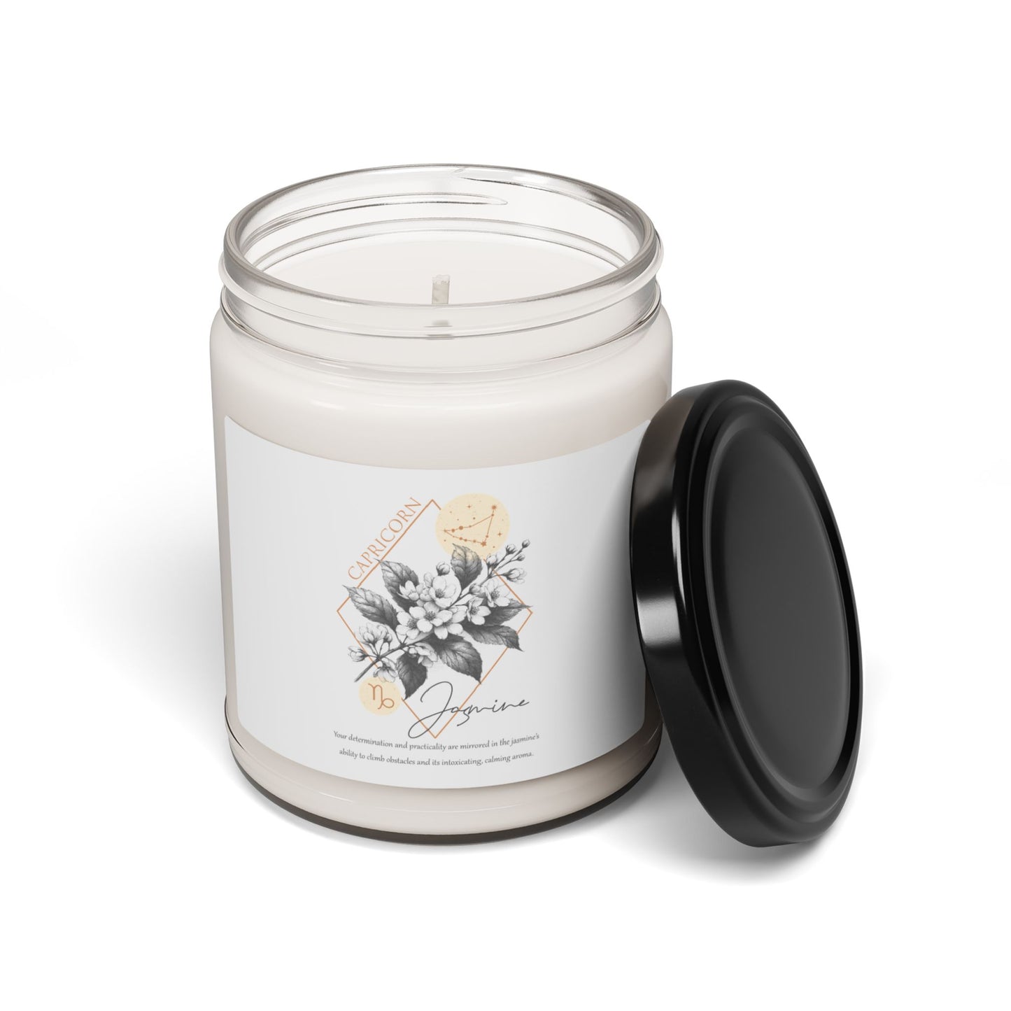 Capricorn Zodiac Sign Flower and Constellation Soy Wax Candle - 9oz, 9 Scent Options