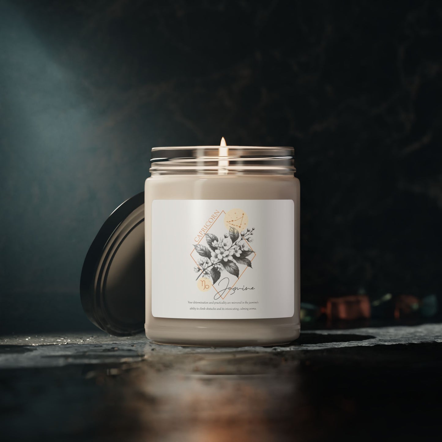 Capricorn Zodiac Sign Flower and Constellation Soy Wax Candle - 9oz, 9 Scent Options