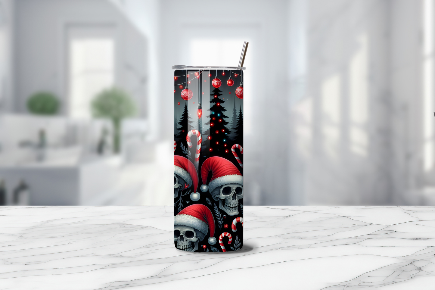 Gothic Christmas 20oz Handmade Tumbler with Straw & Random Straw Topper