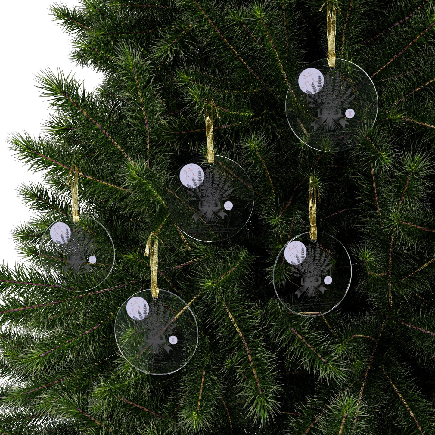 Gemini Zodiac Sign Flower and Constellation Acrylic Ornaments - Available in Bundles of 1, 5, 10, 25, or 50 Pieces