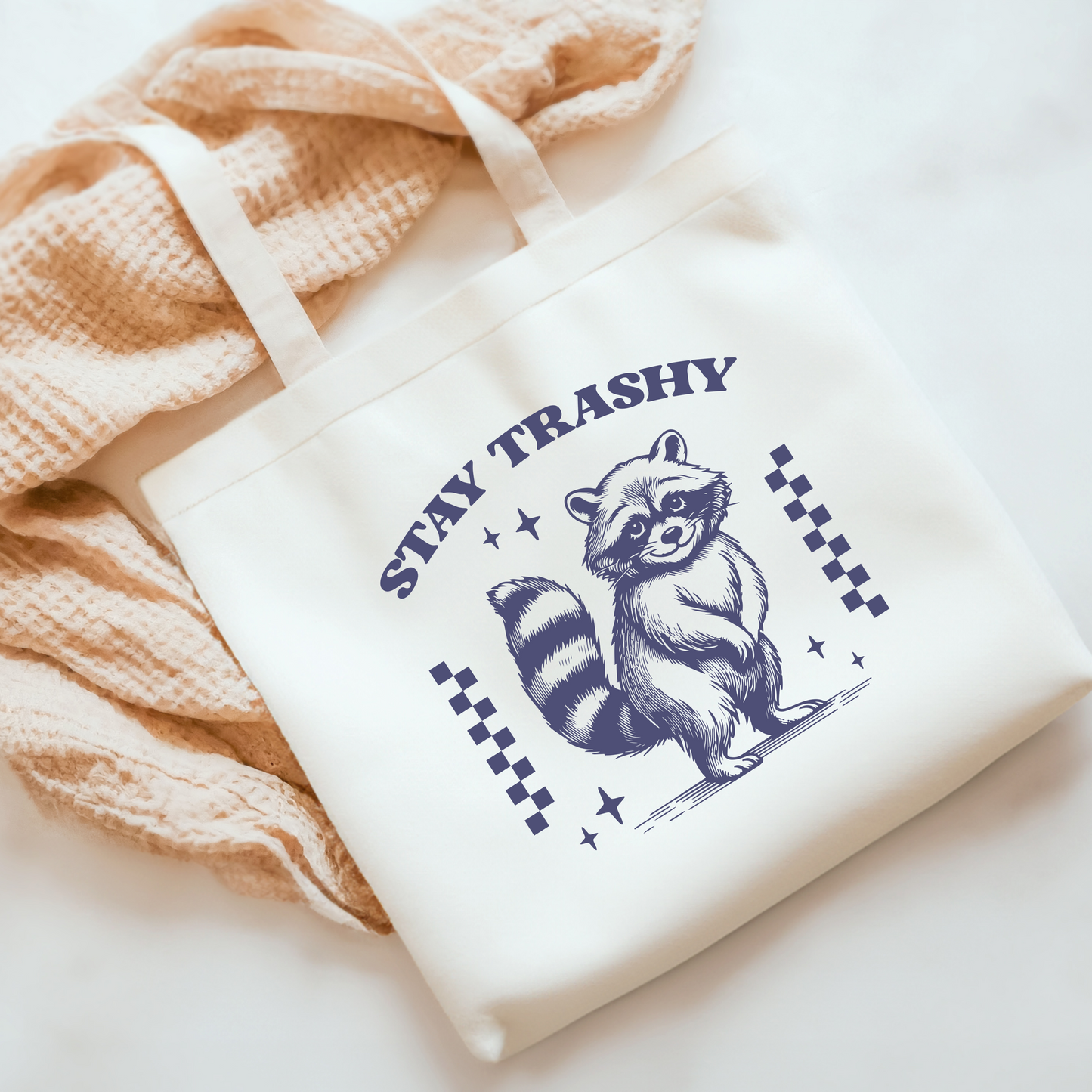“Stay Trashy” Raccoon Tote Bag – Fun and Quirky Tote for Everyday Use