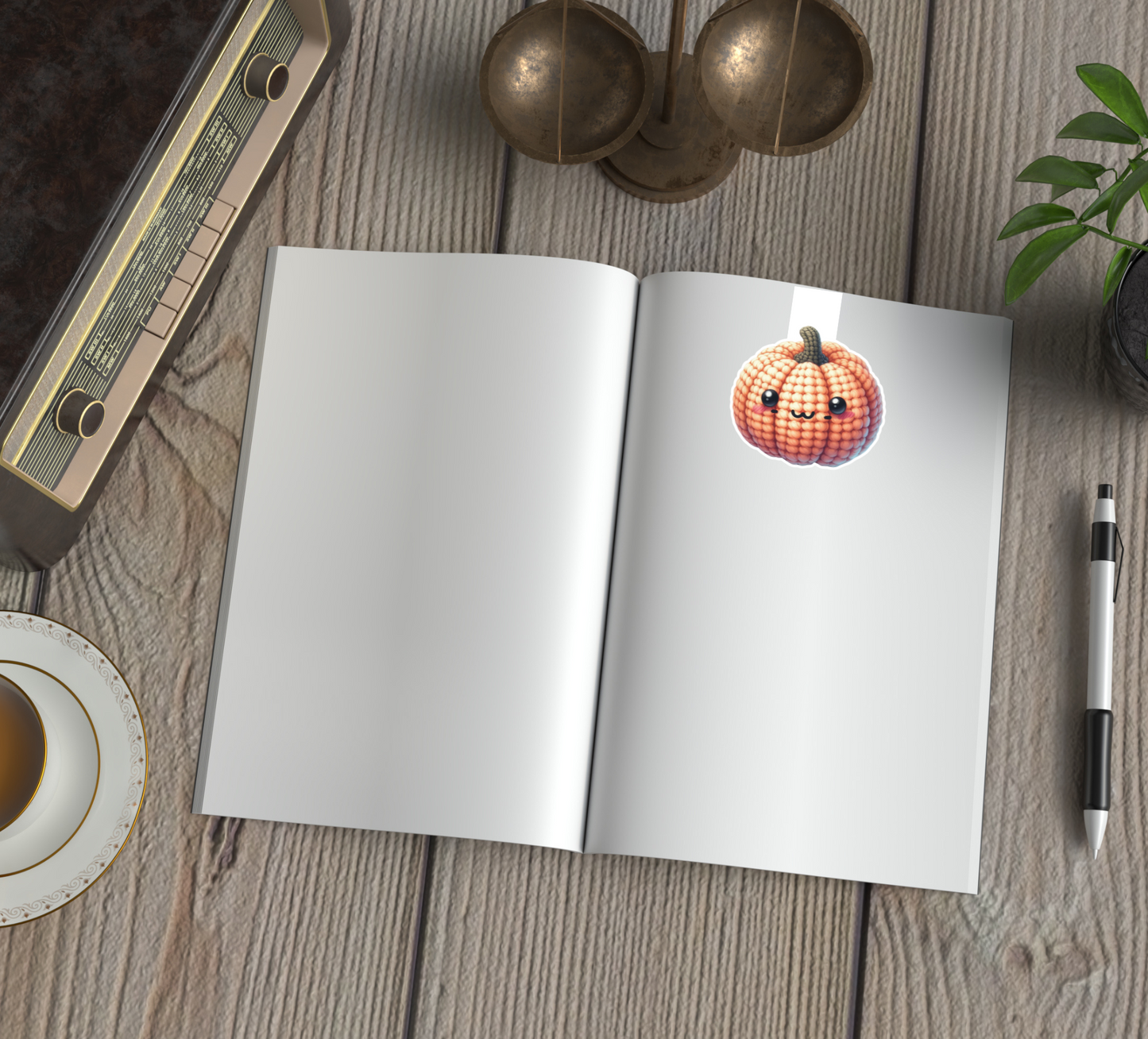 Kawaii Crochet Pumpkin Magnetic Bookmark