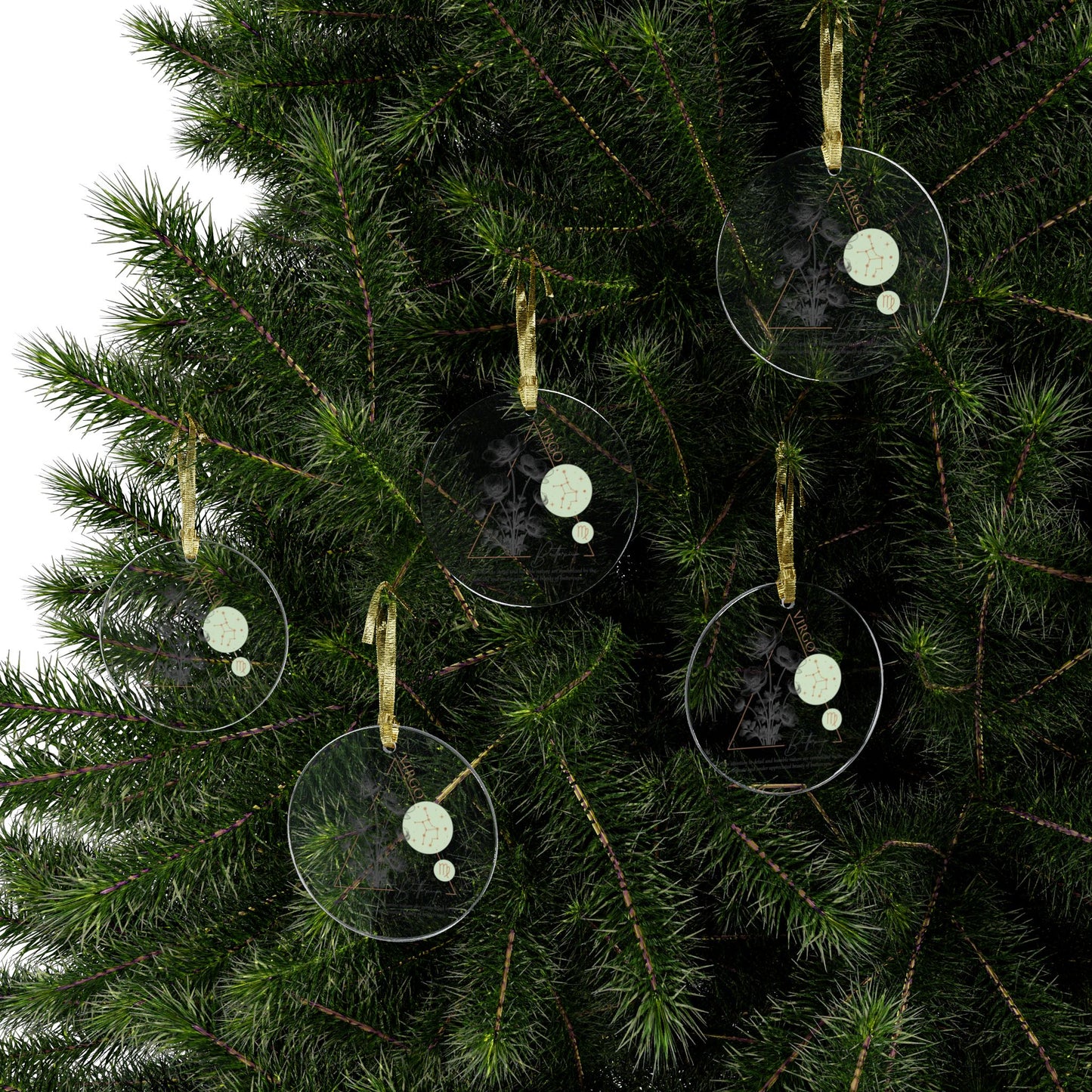Virgo Zodiac Sign Flower and Constellation Acrylic Ornaments - Available in Bundles of 1, 5, 10, 25, or 50 Pieces