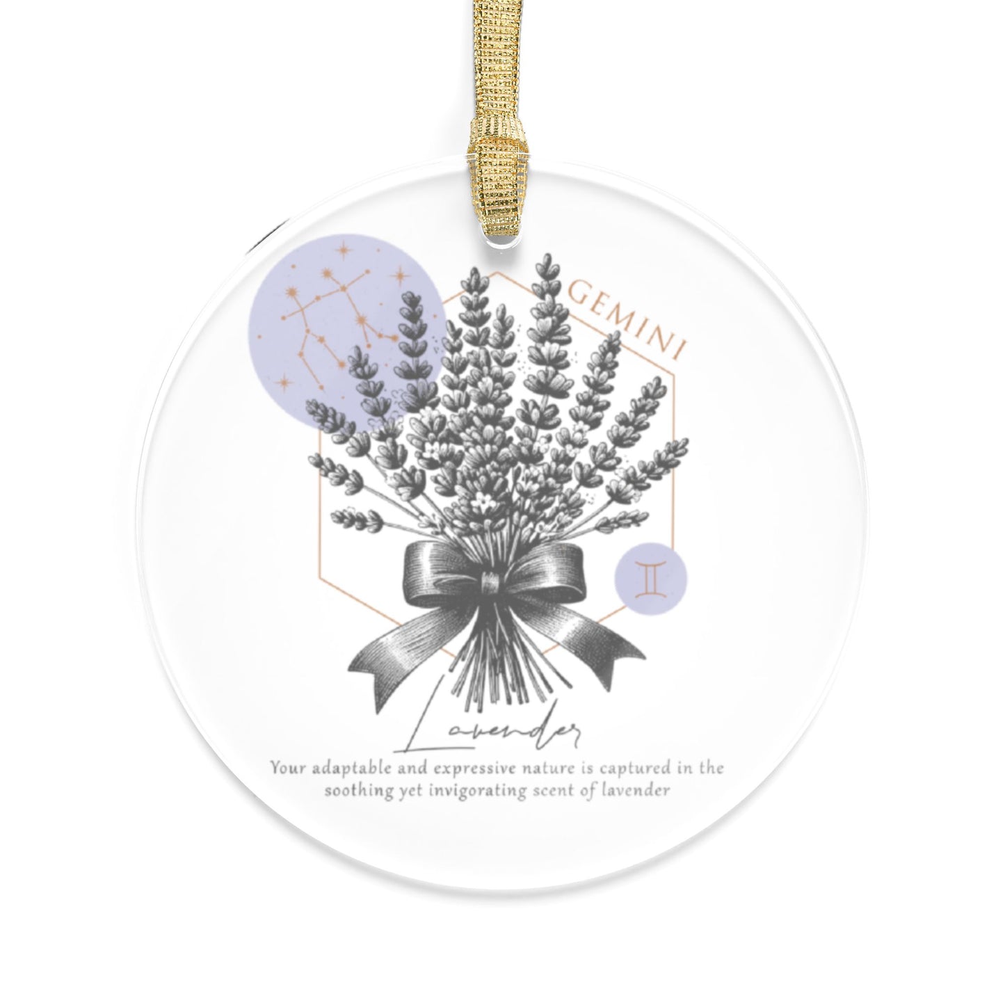 Gemini Zodiac Sign Flower and Constellation Acrylic Ornaments - Available in Bundles of 1, 5, 10, 25, or 50 Pieces