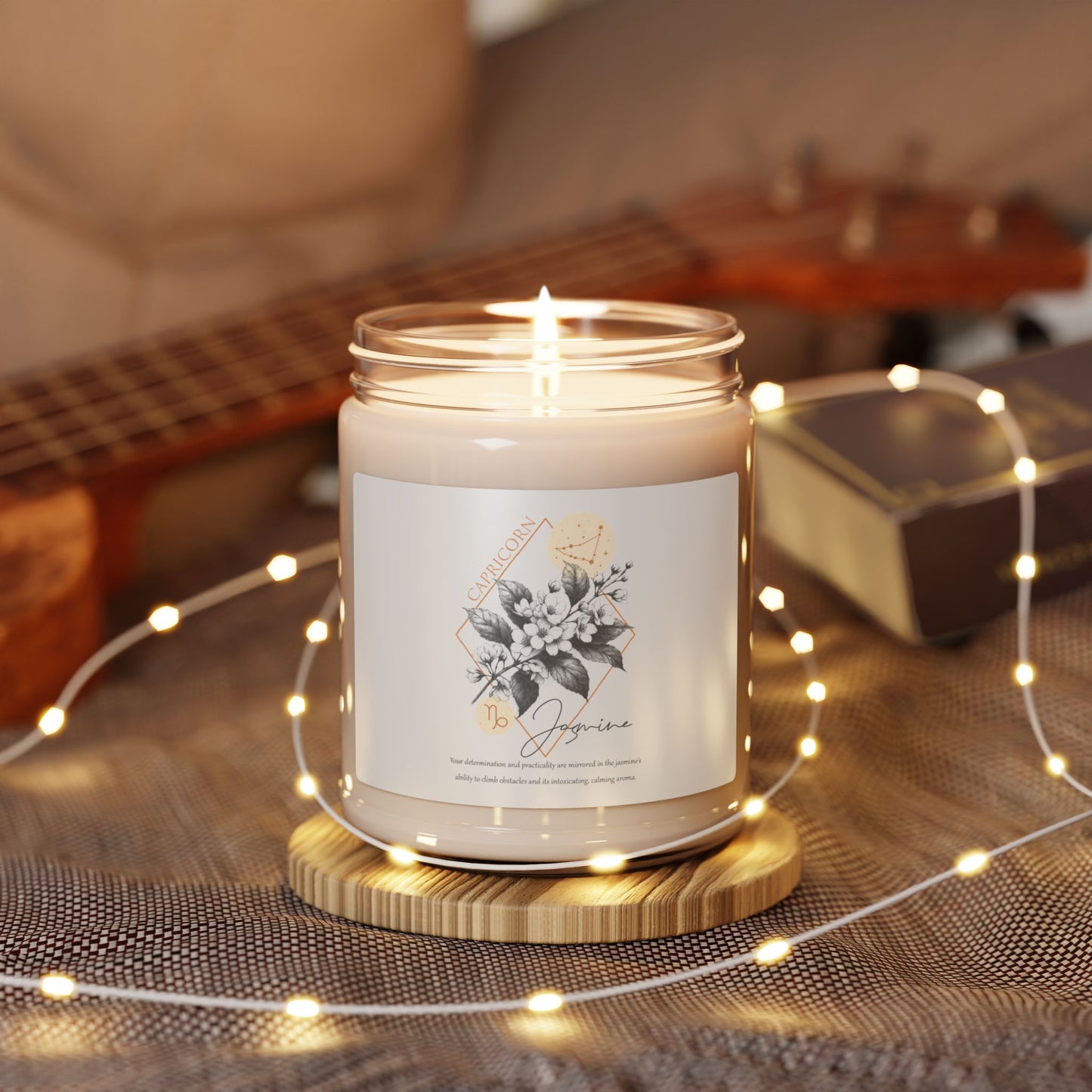 Capricorn Zodiac Sign Flower and Constellation Soy Wax Candle - 9oz, 9 Scent Options