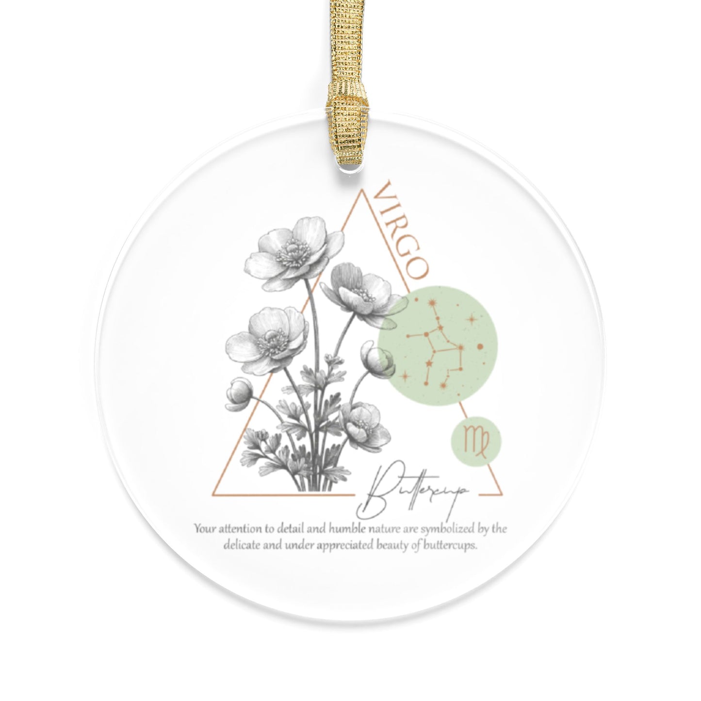 Virgo Zodiac Sign Flower and Constellation Acrylic Ornaments - Available in Bundles of 1, 5, 10, 25, or 50 Pieces