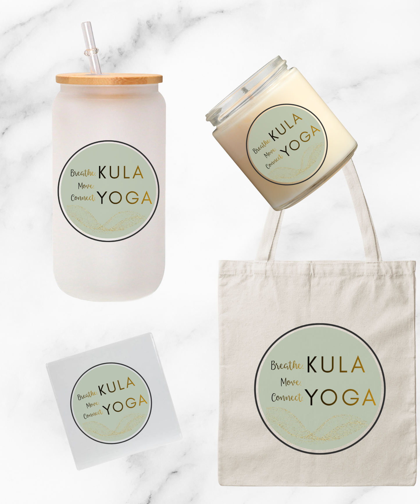 Custom Bundle Cup Coaster Tote Bag and Candle You Pick A Theme We Create It