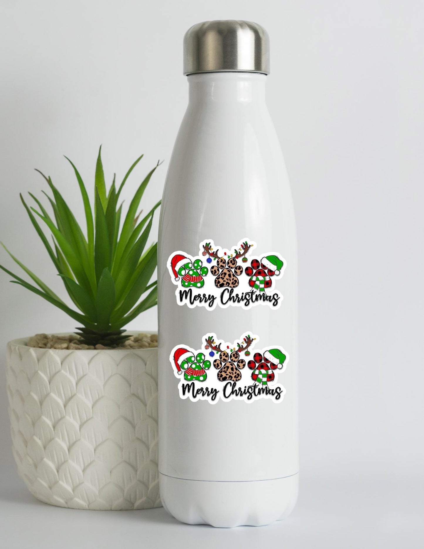 Merry Christmas Paw Prints Sticker