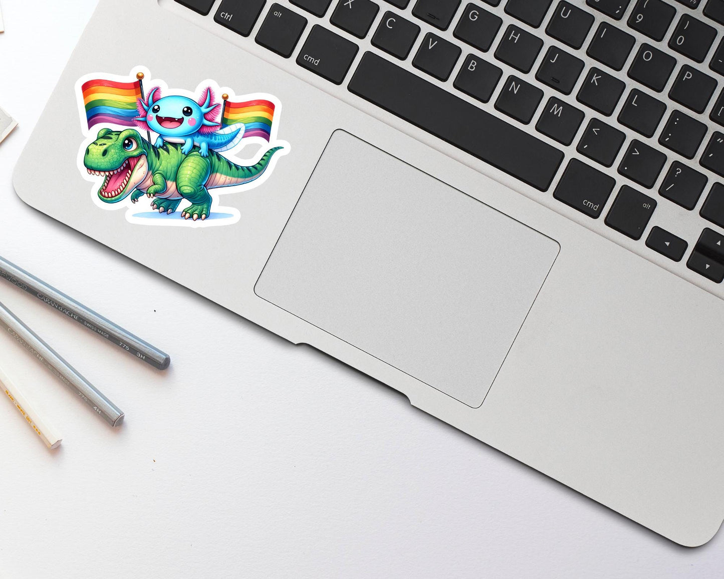 LGBTQ Axolotl and Dinosaur Sticker