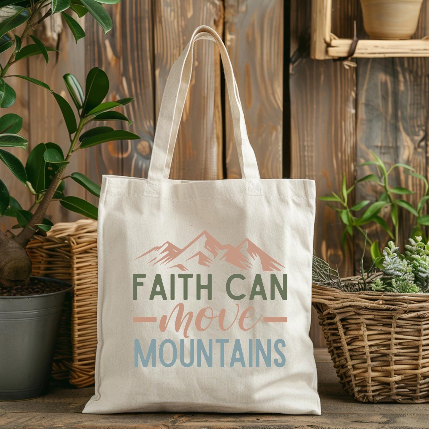 Faith Can Move Mountains Tote Bag - Inspirational Christian Tote