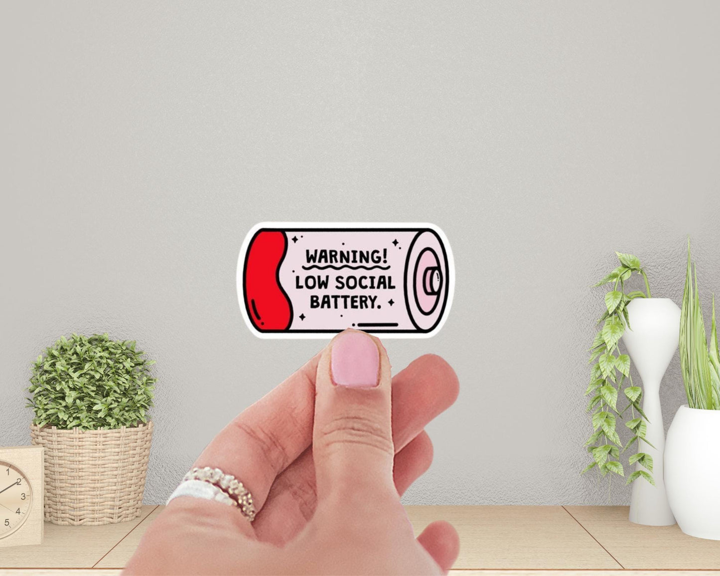 Low Social Battery Vinyl Sticker | Gift for Her | Gift for Him | Kindle Sticker |Laptop Sticker | Funny Sticker | Introvert Gift Idea