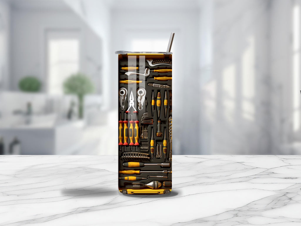 Toolbox Tumbler 20 oz - Unique Gift for Him - Handyman, Mechanic, DIY Enthusiast, or Construction Worker , Gift for Dad, Gift for Grandpa