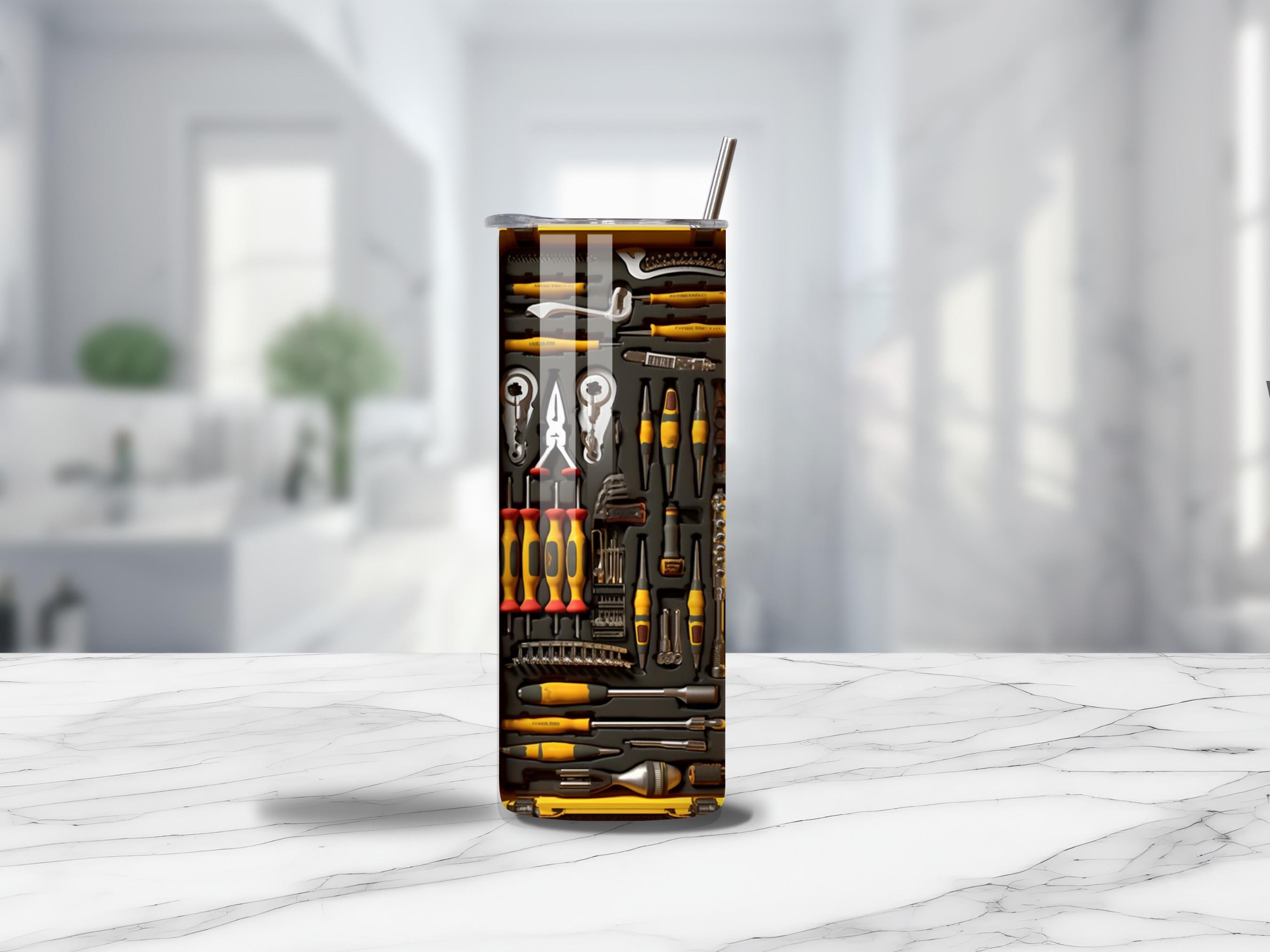 Toolbox Tumbler 20 oz - Unique Gift for Him - Handyman, Mechanic, DIY Enthusiast, or Construction Worker , Gift for Dad, Gift for Grandpa