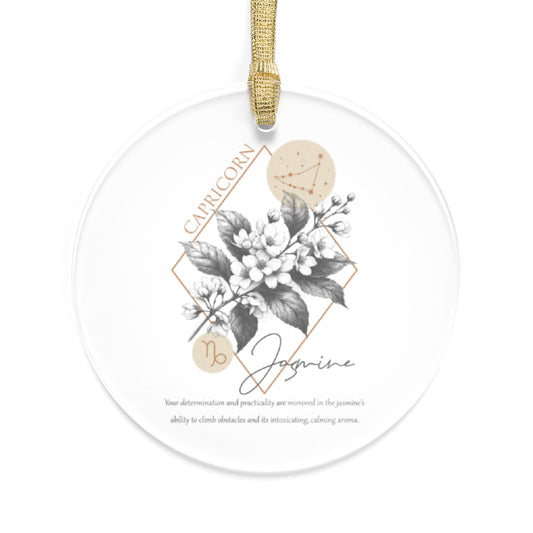 Capricorn Zodiac Sign Flower and Constellation Acrylic Ornaments - Available in Bundles of 1, 5, 10, 25, or 50 Pieces
