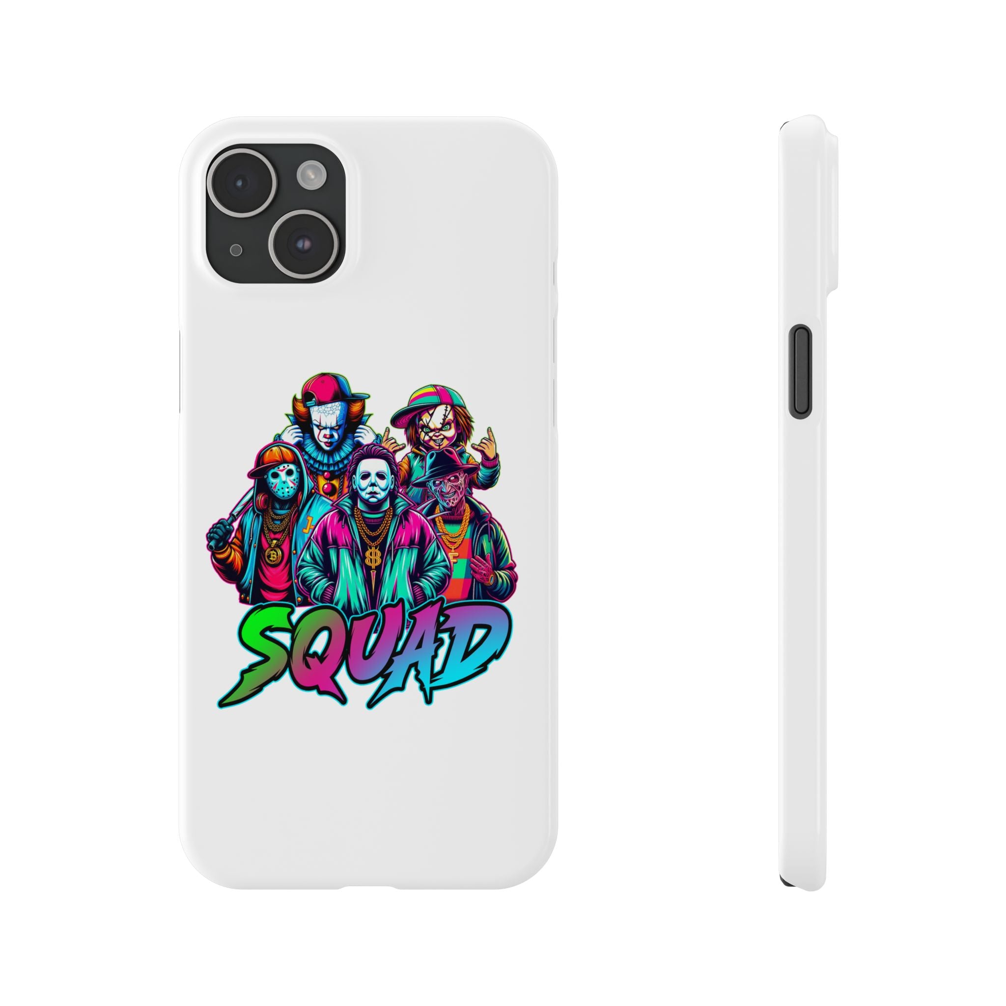 SQUAD" Horror Character Phone Case – Slim and Glossy Impact-Resistant Design