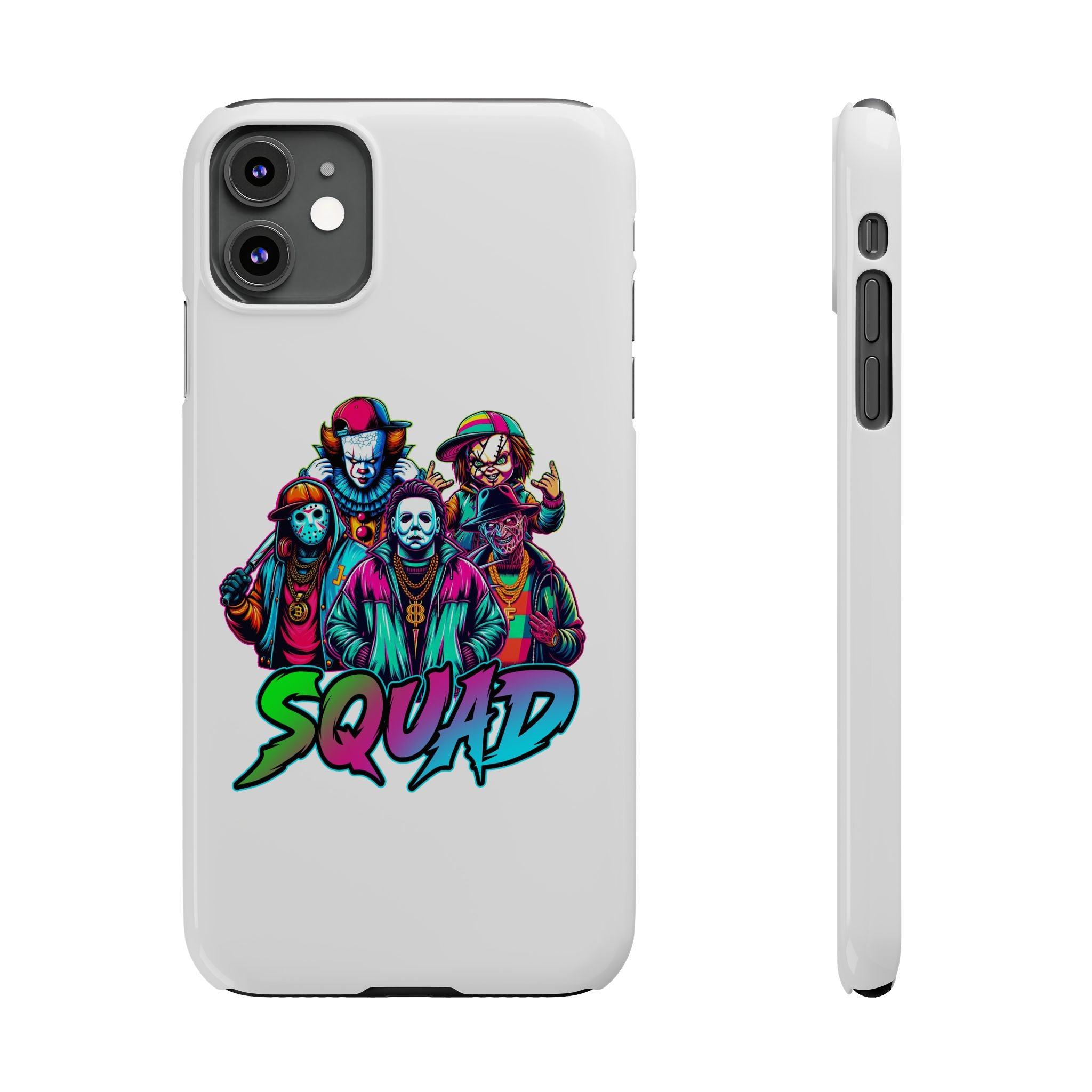 SQUAD" Horror Character Phone Case – Slim and Glossy Impact-Resistant Design