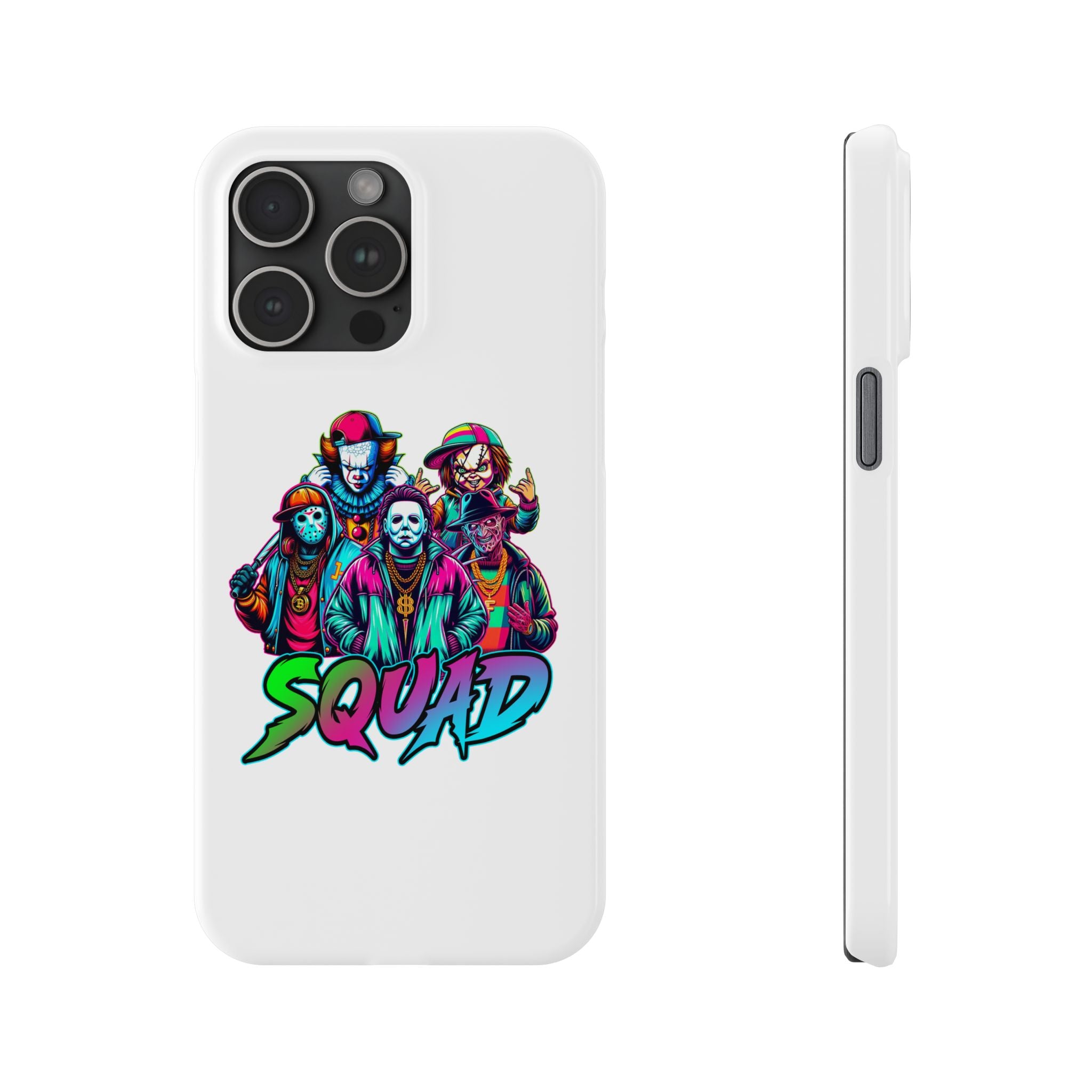 SQUAD" Horror Character Phone Case – Slim and Glossy Impact-Resistant Design