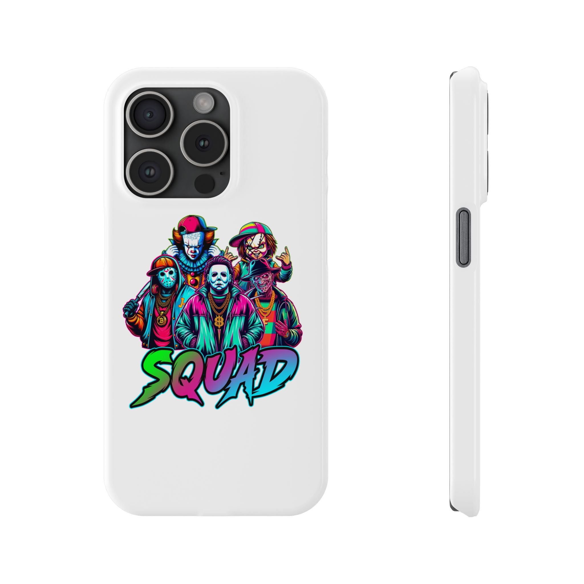 SQUAD" Horror Character Phone Case – Slim and Glossy Impact-Resistant Design