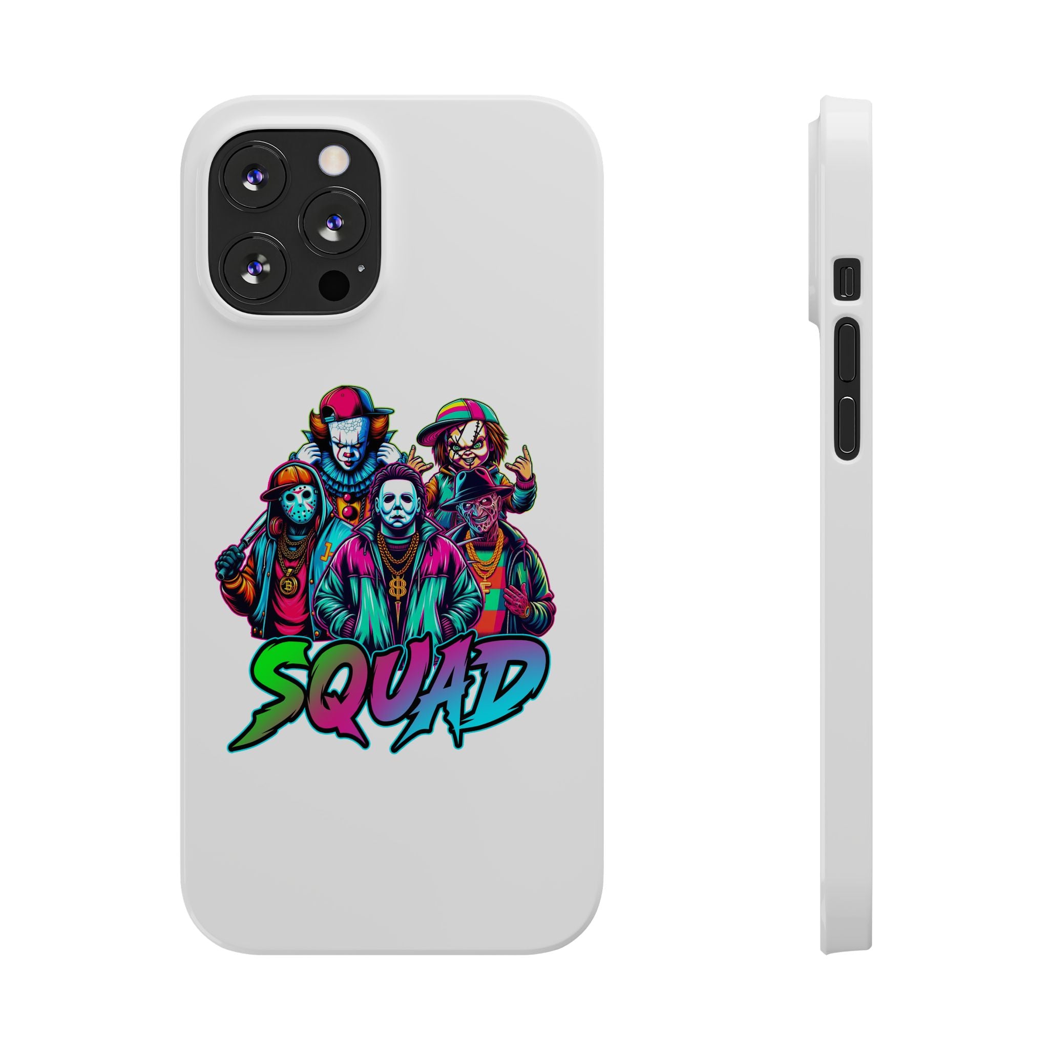 SQUAD" Horror Character Phone Case – Slim and Glossy Impact-Resistant Design