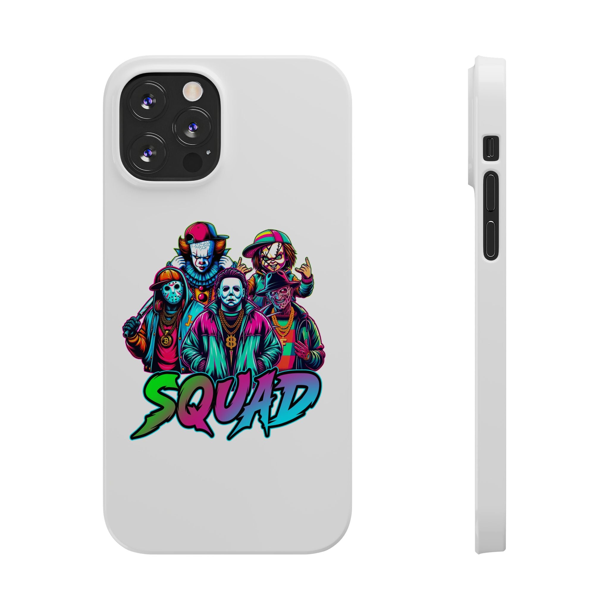 SQUAD" Horror Character Phone Case – Slim and Glossy Impact-Resistant Design