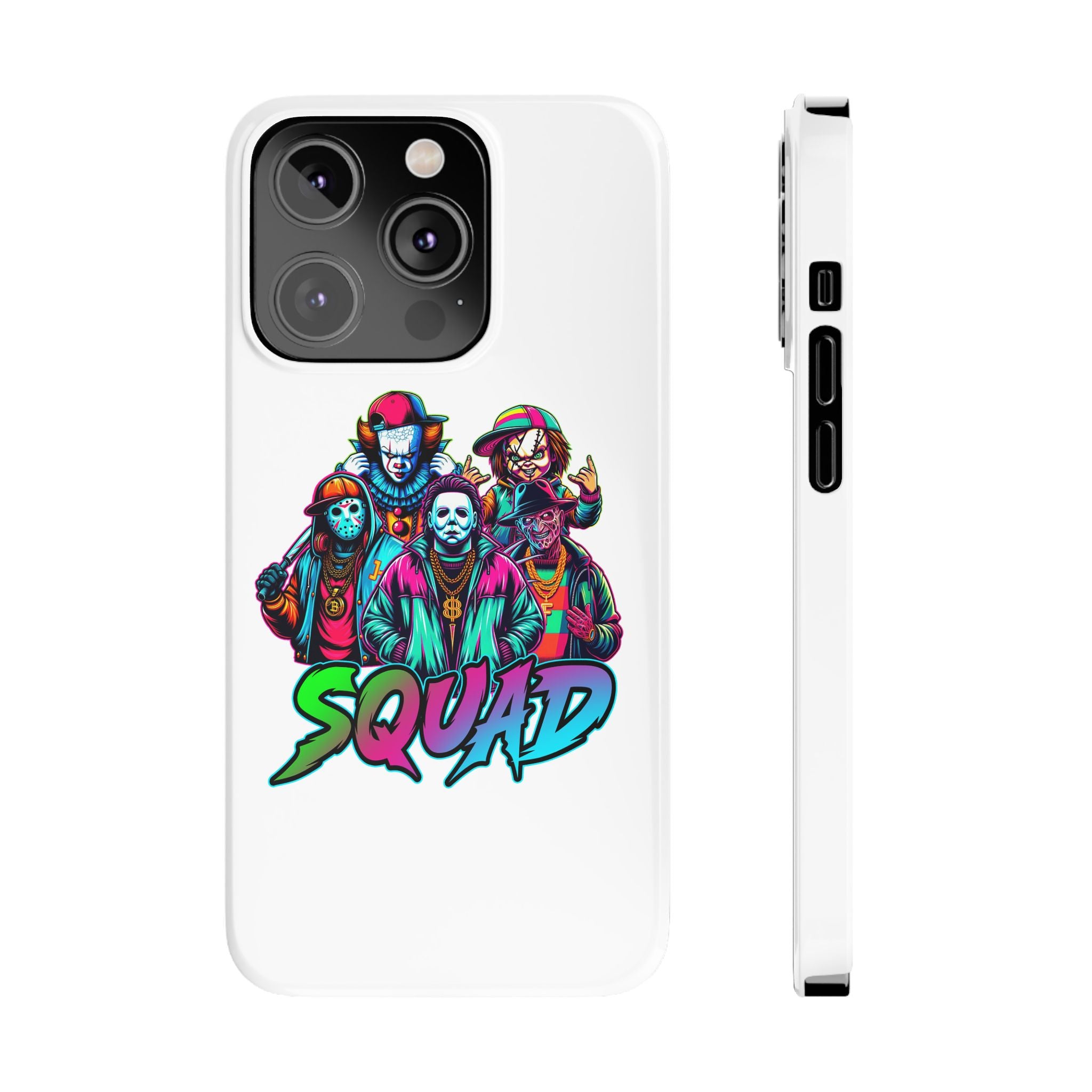 SQUAD" Horror Character Phone Case – Slim and Glossy Impact-Resistant Design