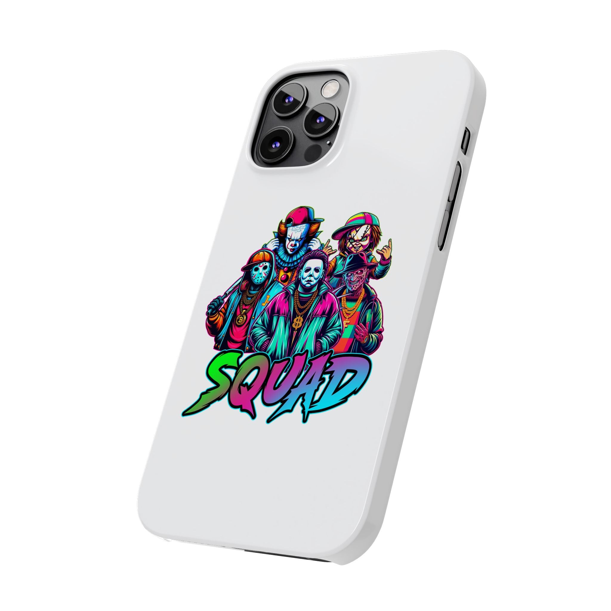 SQUAD" Horror Character Phone Case – Slim and Glossy Impact-Resistant Design