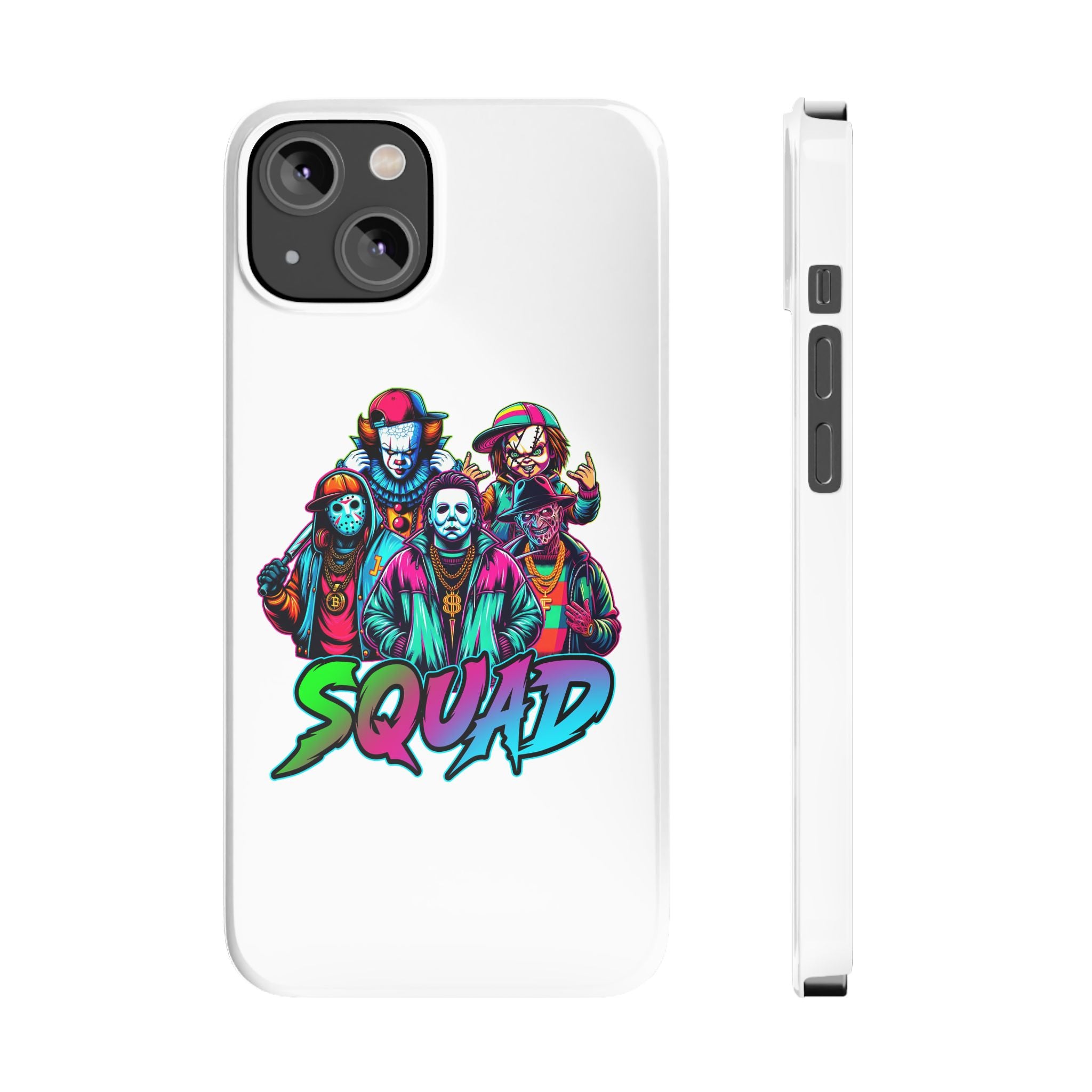SQUAD" Horror Character Phone Case – Slim and Glossy Impact-Resistant Design