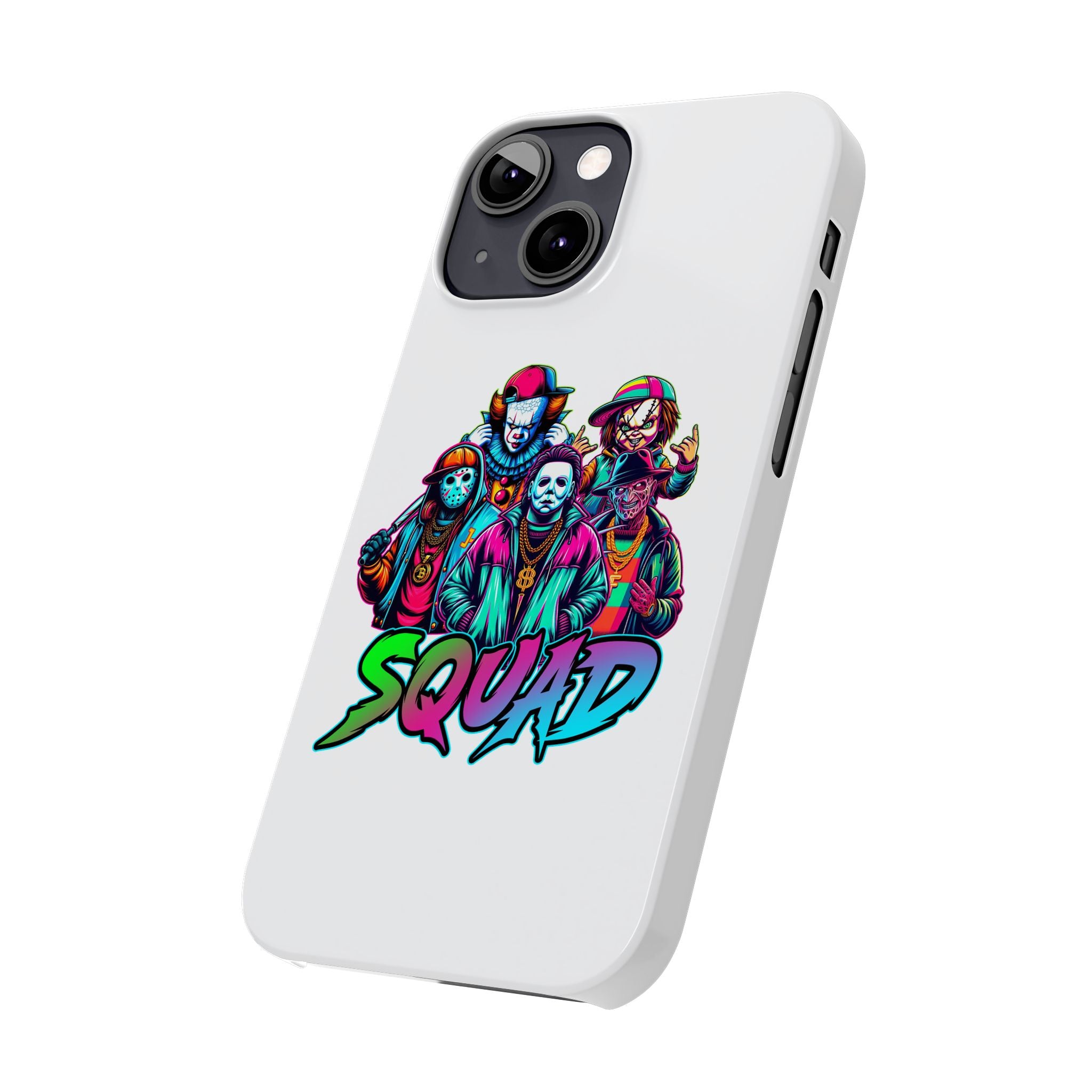 SQUAD" Horror Character Phone Case – Slim and Glossy Impact-Resistant Design
