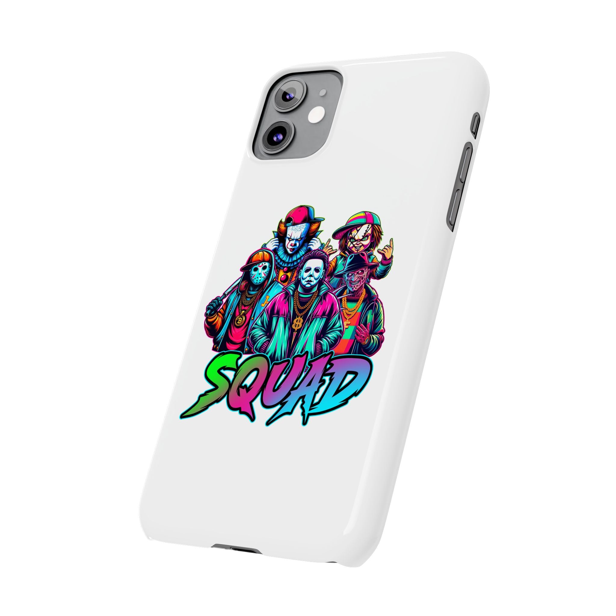 SQUAD" Horror Character Phone Case – Slim and Glossy Impact-Resistant Design