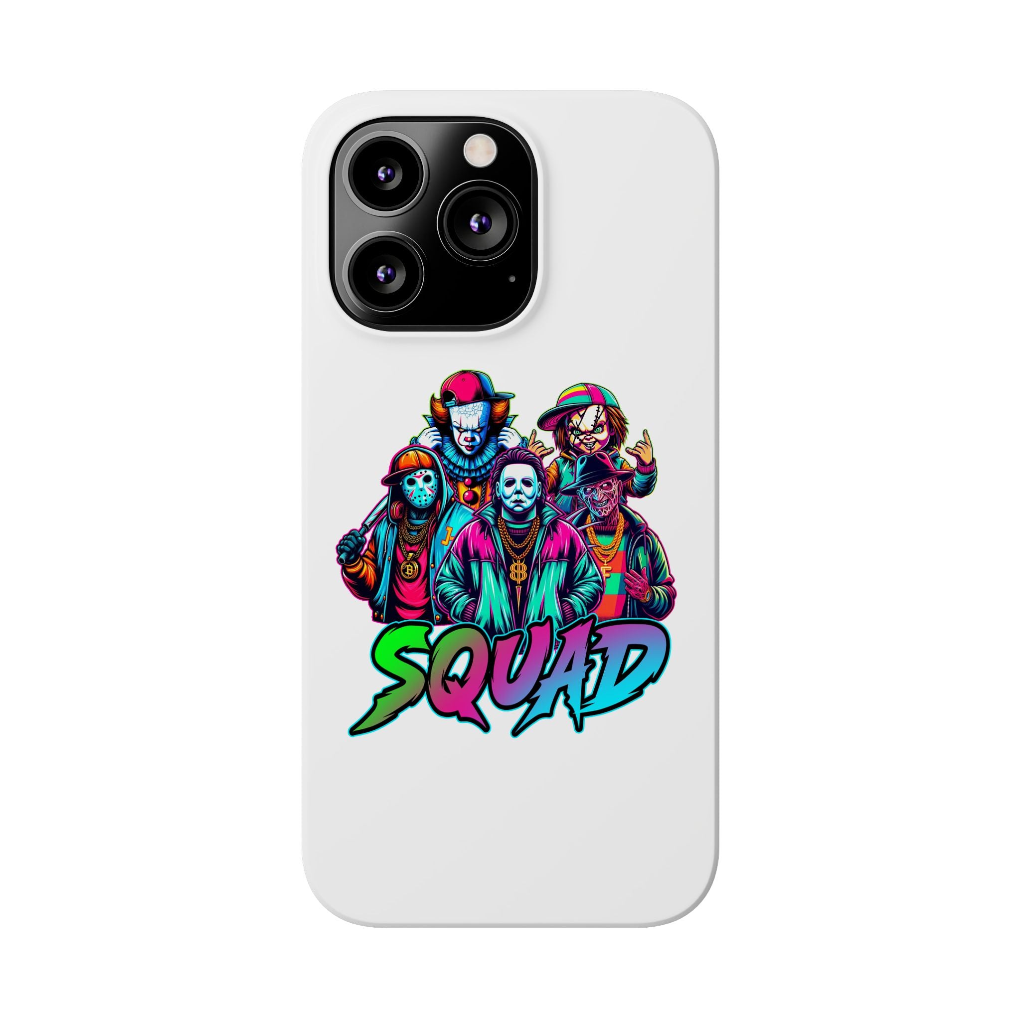 SQUAD" Horror Character Phone Case – Slim and Glossy Impact-Resistant Design