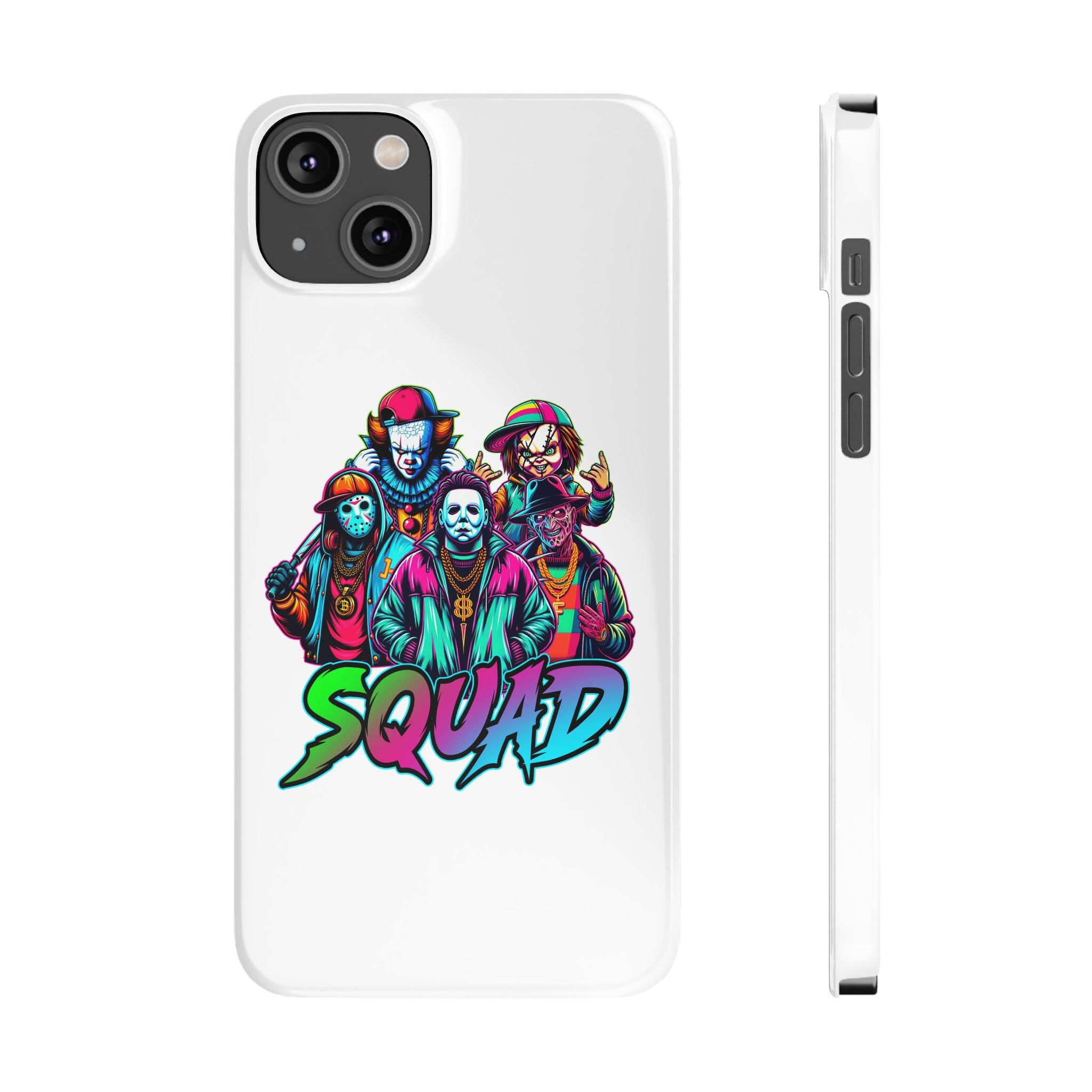 SQUAD" Horror Character Phone Case – Slim and Glossy Impact-Resistant Design