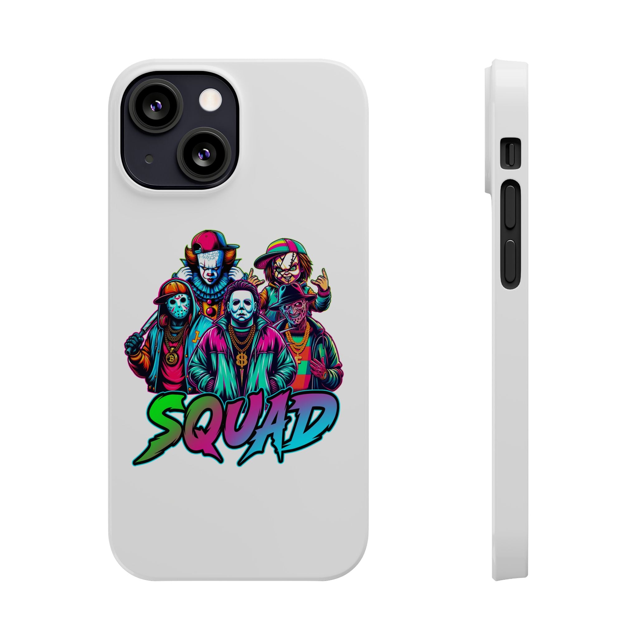 SQUAD" Horror Character Phone Case – Slim and Glossy Impact-Resistant Design