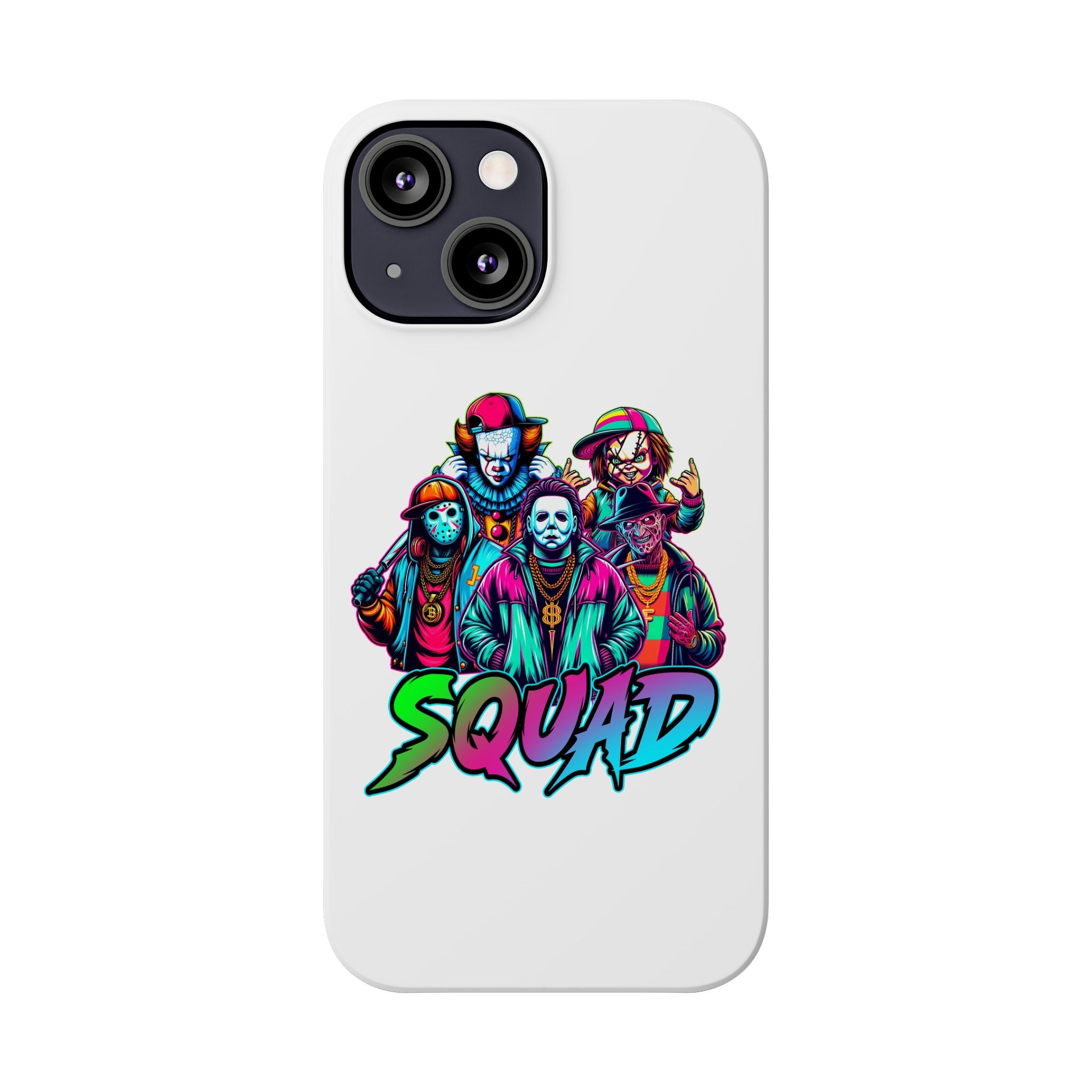 SQUAD" Horror Character Phone Case – Slim and Glossy Impact-Resistant Design