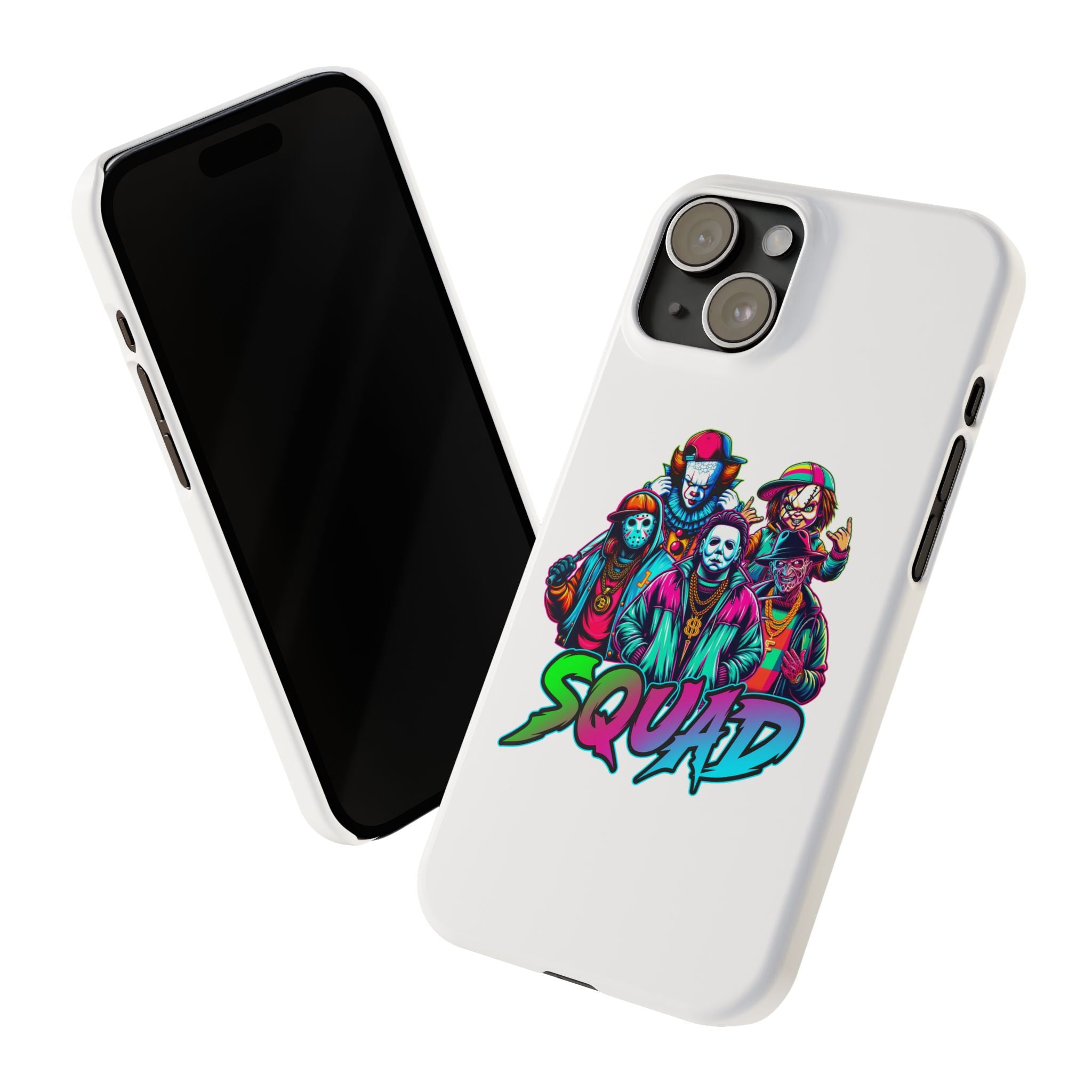SQUAD" Horror Character Phone Case – Slim and Glossy Impact-Resistant Design
