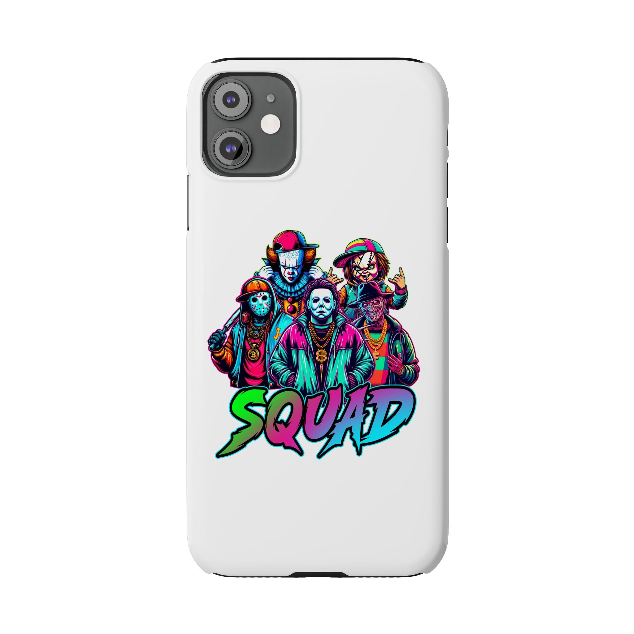 SQUAD" Horror Character Phone Case – Slim and Glossy Impact-Resistant Design