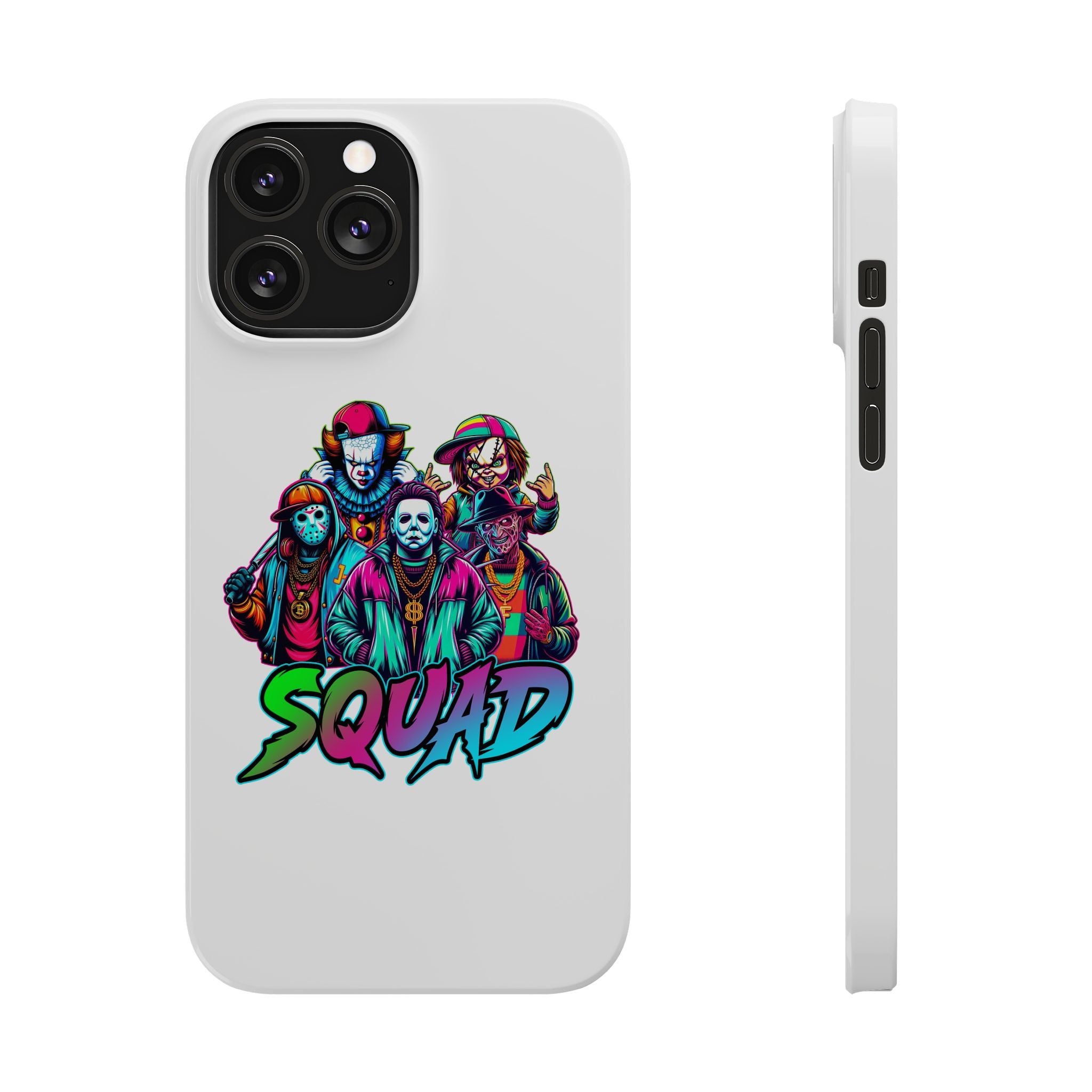 SQUAD" Horror Character Phone Case – Slim and Glossy Impact-Resistant Design