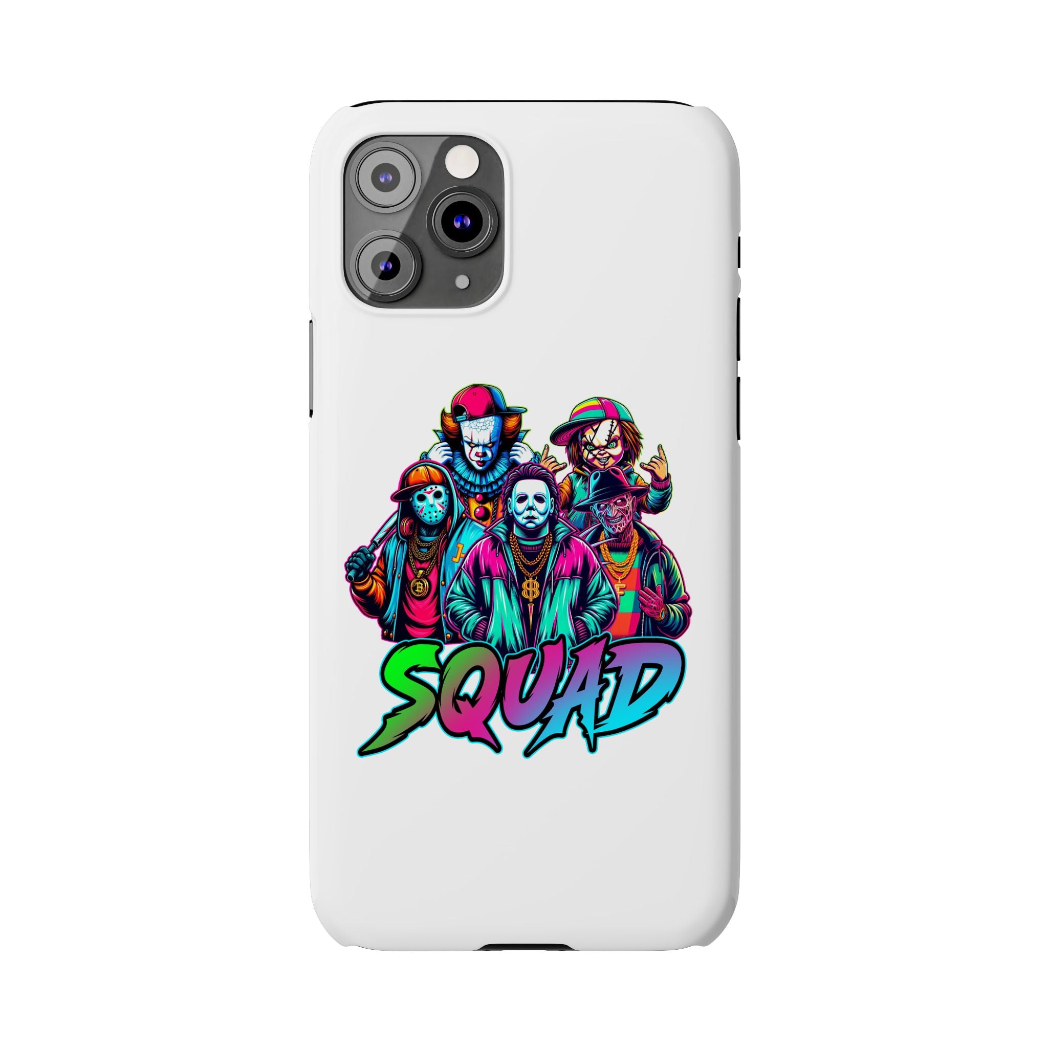 SQUAD" Horror Character Phone Case – Slim and Glossy Impact-Resistant Design