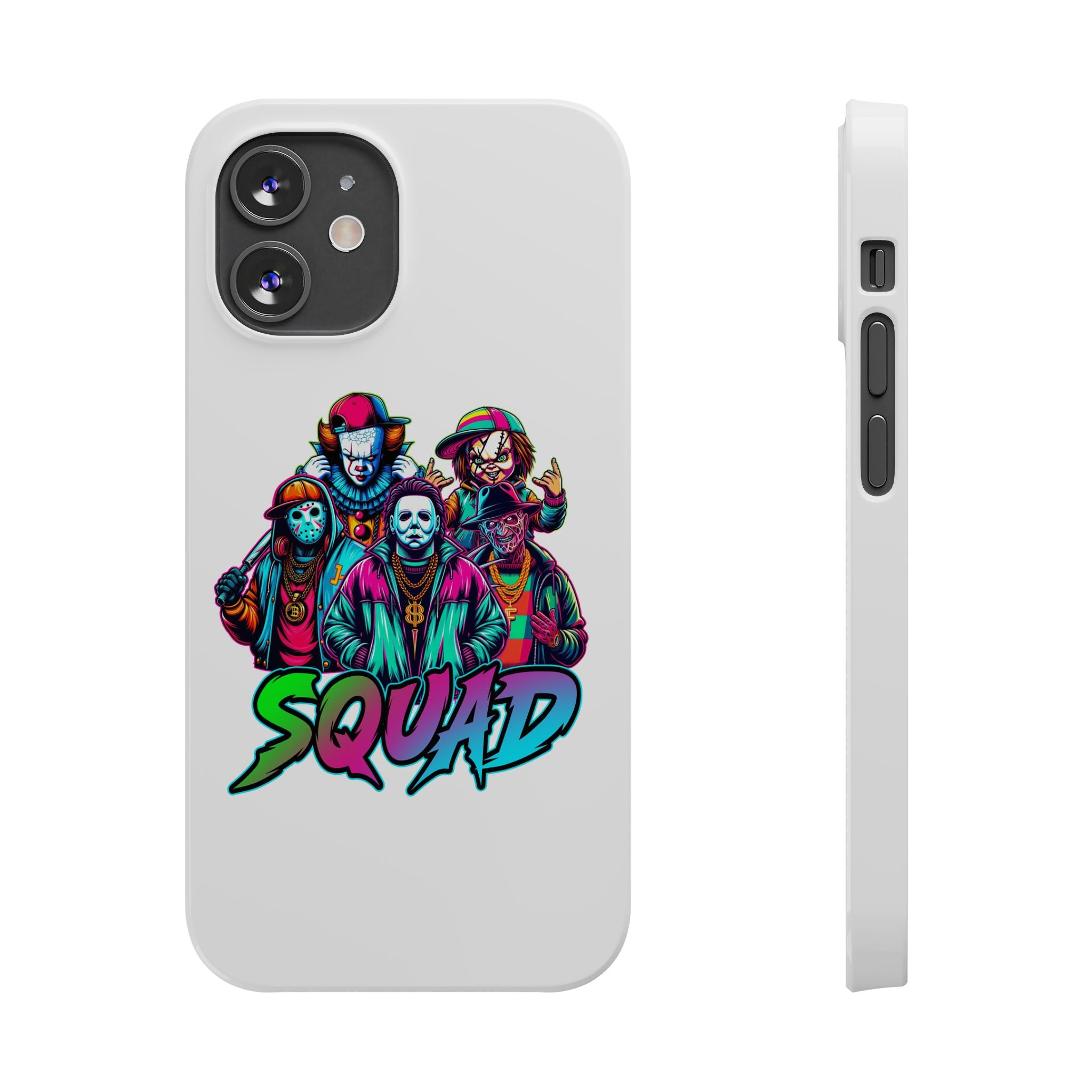 SQUAD" Horror Character Phone Case – Slim and Glossy Impact-Resistant Design