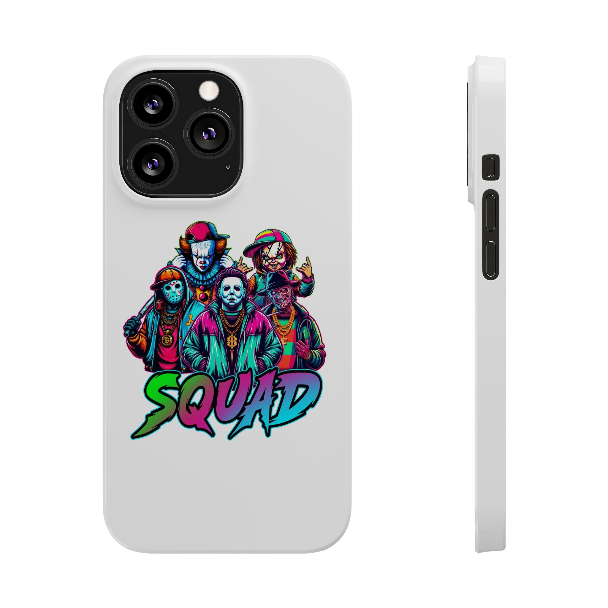 SQUAD" Horror Character Phone Case – Slim and Glossy Impact-Resistant Design