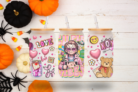 Chucky  Cupid Vibes and Love Frosted Glass Cup