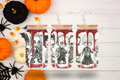 Chibi Horror Villains 16 oz Frosted Glass Cup with Bamboo Lid & Straw