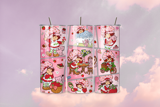 Strawberry Sweetheart 20oz Handmade Tumbler with Straw & Random Straw Topper