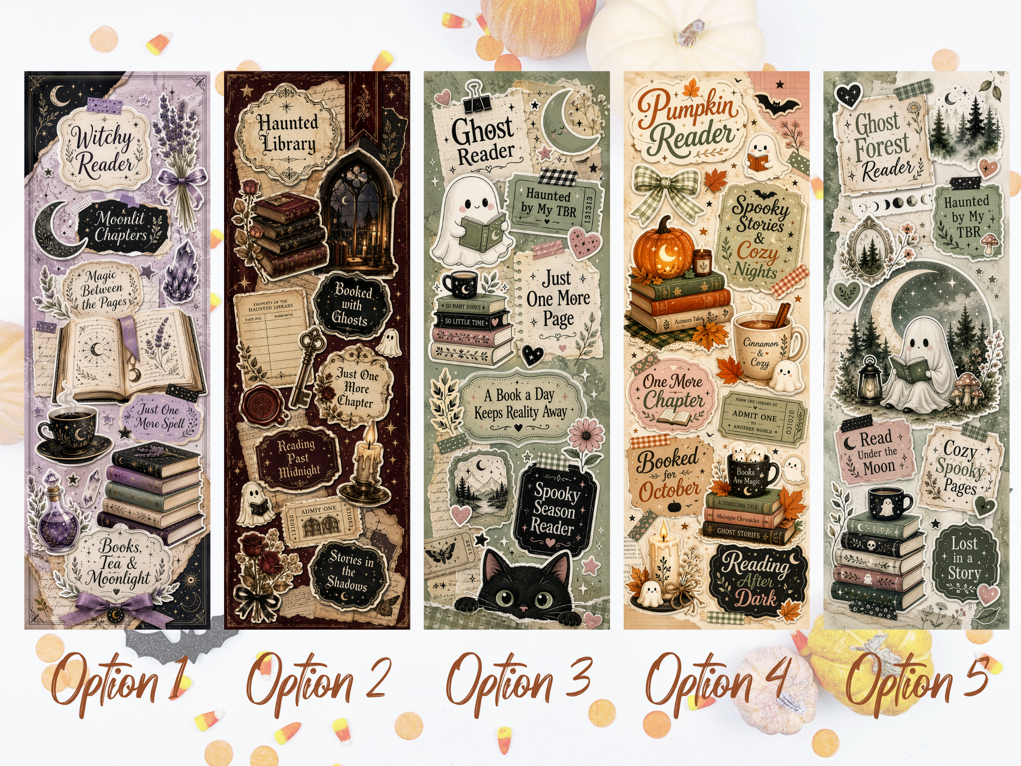 Halloween Bookmarks – Cozy Spooky Reading Collection | Cute Ghost & Pumpkin Bookmarks | Fall Book Lover Gift | Autumn Reading Accessories