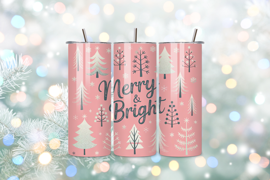 Merry & Bright 20oz Handmade Tumbler with Straw & Random Straw Topper