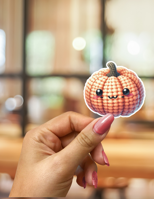Cute Crochet Pumpkin Kawaii Sticker
