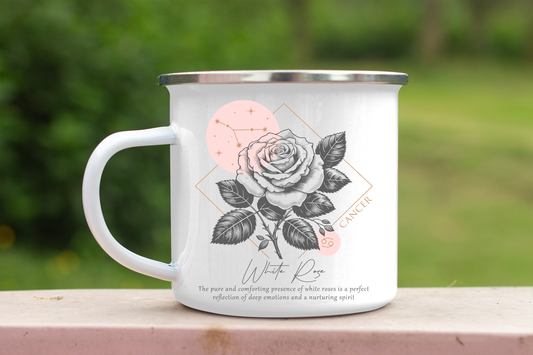 Custom Birth Flower & Astrological Sign 11oz Enamel Mug