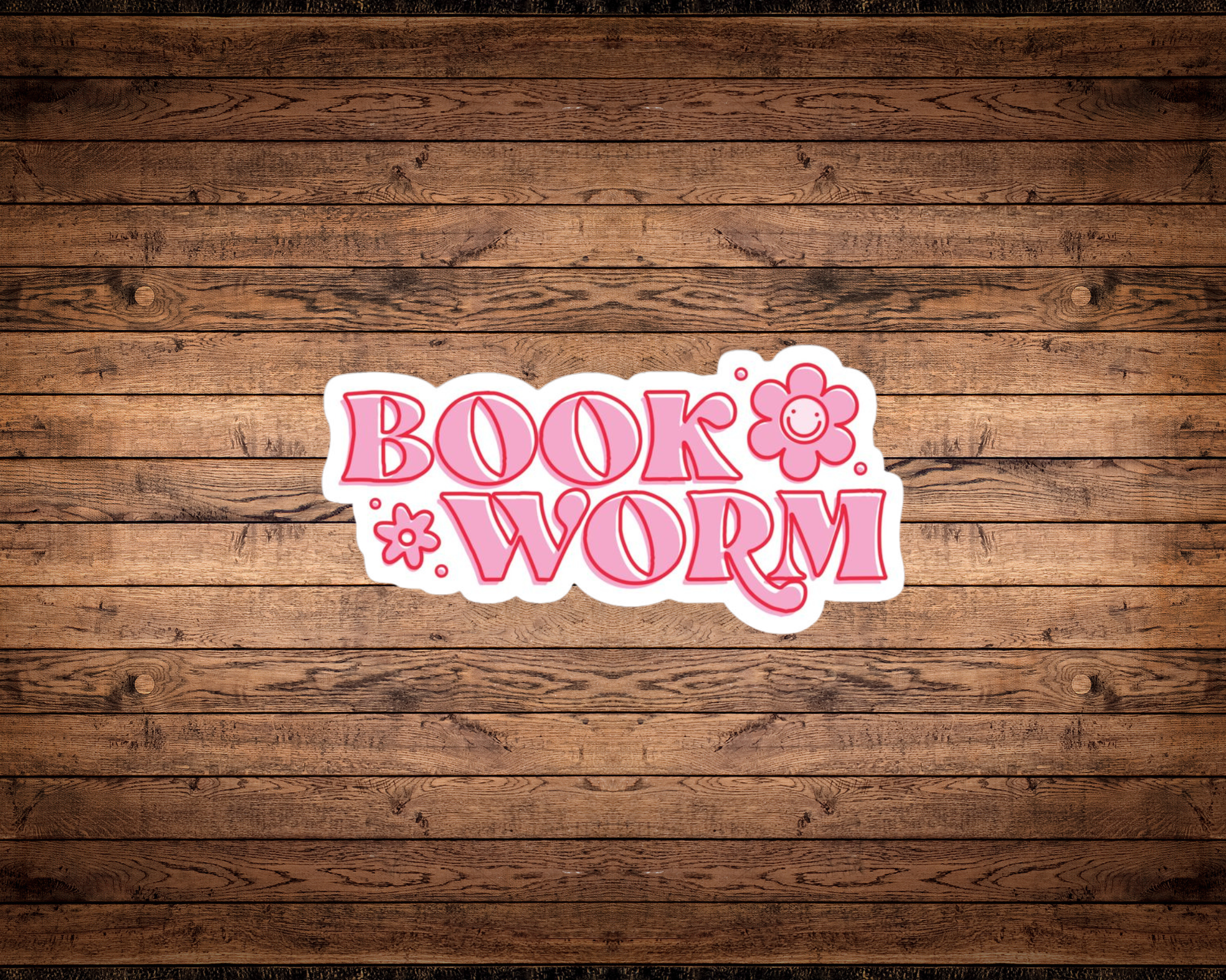 Book Worm Sticker | Cute Bookish Vinyl Sticker | Pink Reader Sticker for Kindle, Laptop & Water Bottle
