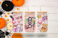 Michael Myers "Cupid Vibes" Valentine's Day Design 16 oz Frosted Glass Cup with Bamboo Lid & Straw