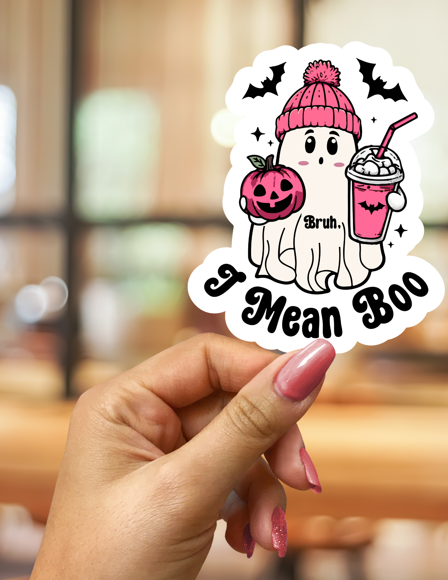 Halloween Ghost "Bruh I Mean Boo" Sticker