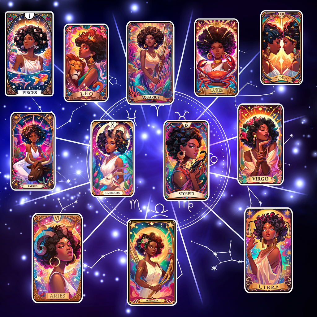African American Zodiac Sign Stickers